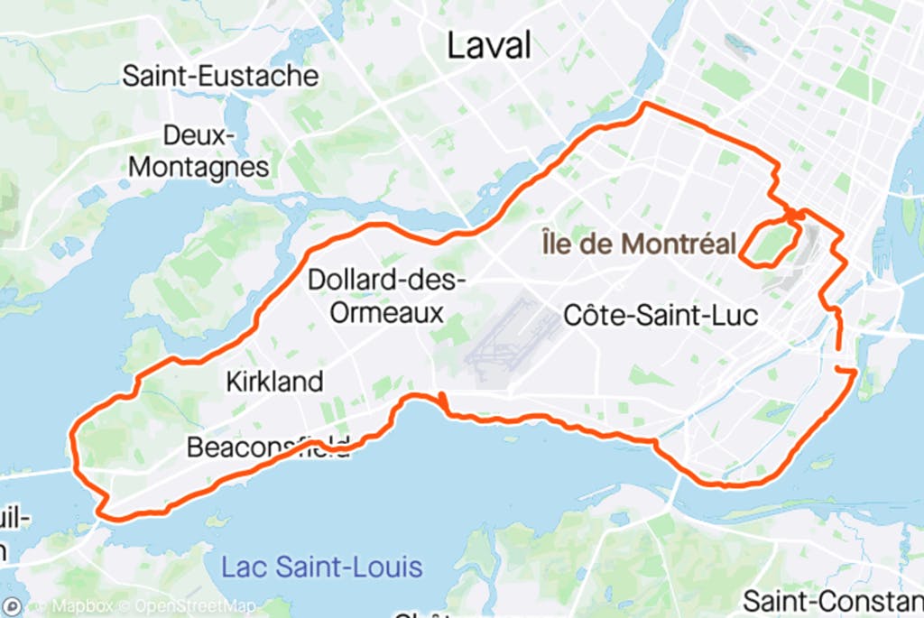 Carte du trajet - Tour de l'Île de Montréal