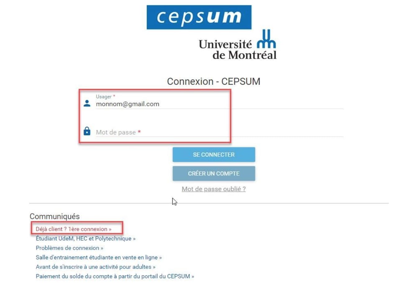Première connexion - membres CEPSUM